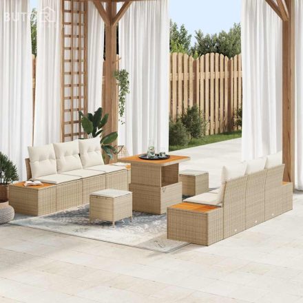 vidaXL Kerti Kanapé Szett párnával 9 pcs Beige, Krém 80 x 80 x 71 cm