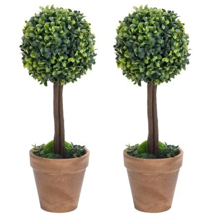 vidaXL 2 db zöld gömbalakú cserepes műpuszpáng 41 cm