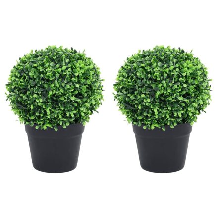 vidaXL 2 db zöld gömbalakú cserepes műpuszpáng 32 cm