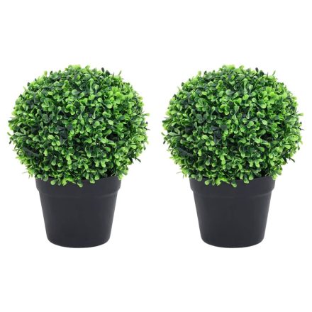 vidaXL 2 db zöld gömbalakú cserepes műpuszpáng 27 cm
