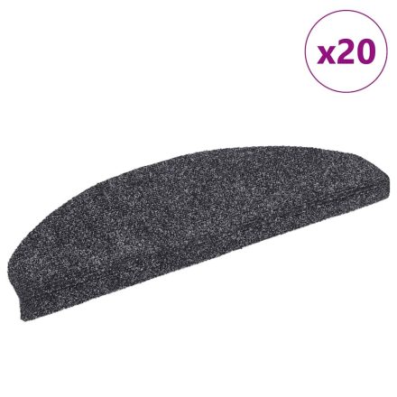 vidaXL 20 db öntapadós lépcsőszőnyeg, 65 x 21 x 4 cm, sötétszürke, nagy félkör alakú