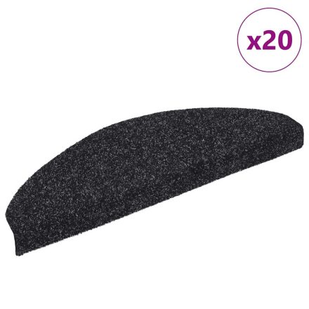 vidaXL 20 db öntapadós lépcsőszőnyeg, 65 x 21 x 4 cm, fekete, nagy félkör alakú