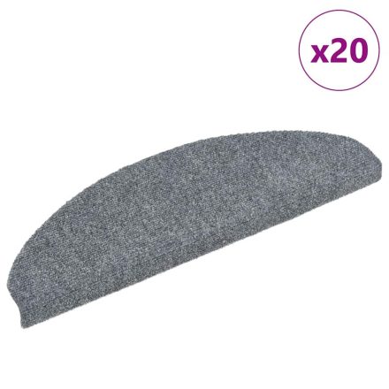 vidaXL 20 db öntapadós lépcsőszőnyeg, 65 x 21 x 4 cm, világosszürke, nagy félkör alakú