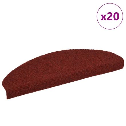 vidaXL 20 db öntapadós lépcsőszőnyeg 65 x 21 x 4 cm bordói piros félkör alakú nagy