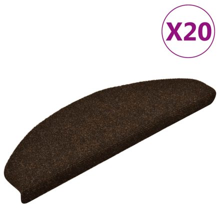 vidaXL 20 db öntapadós lépcsőszőnyeg 65 x 21 x 4 cm barna félkör alakú nagy