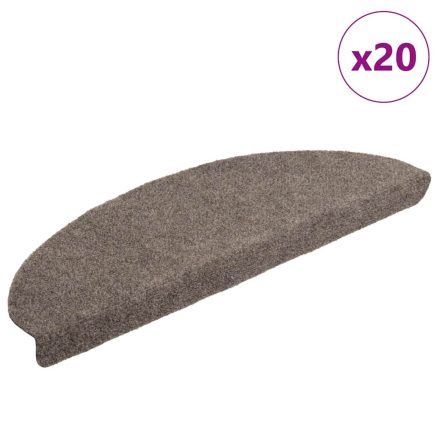 vidaXL 20 db öntapadós lépcsőszőnyeg 65 x 21 x 4 cm bézs félkör alakú nagy