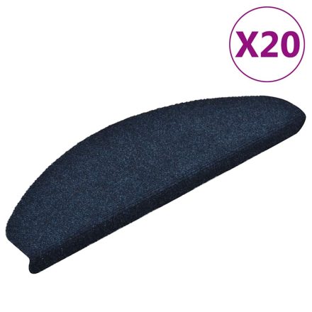vidaXL 20 db öntapadós lépcsőszőnyeg, 65 x 21 x 4 cm, sötétkék, nagy félkör alakú
