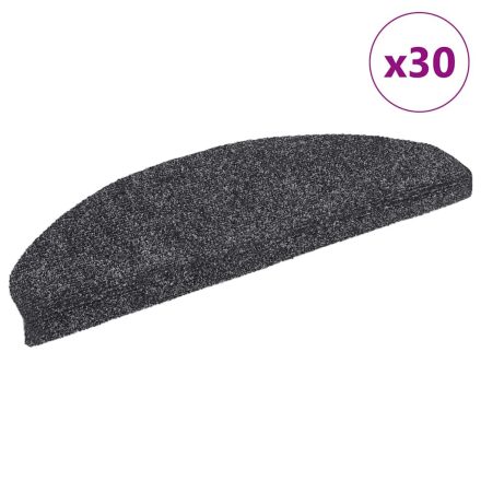 vidaXL öntapadós lépcsőszőnyegek 30 db sötétszürke, félkör alakú, nagy, 65 x 21 x 4 cm