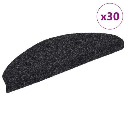 vidaXL öntapadós lépcsőszőnyegek 30 db 65 x 21 x 4 cm fekete félkör alakú nagy