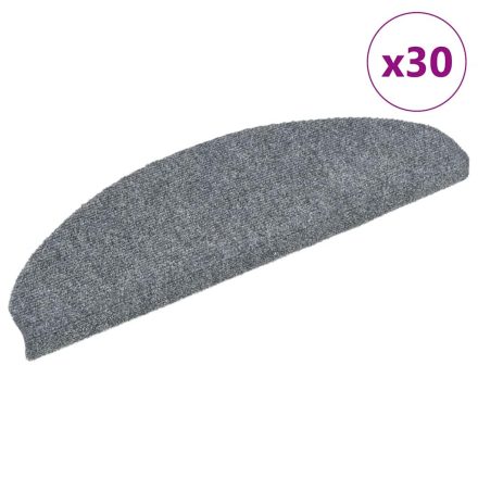 vidaXL 30 db öntapadós lépcsőszőnyeg, 65 x 21 x 4 cm, világosszürke, nagy félkör alakú