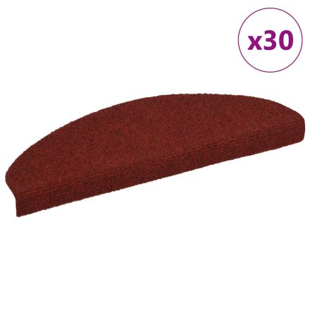 vidaXL öntapadós lépcsőszőnyegek 30 db 65 x 21 x 4 cm bordói piros félkör alakú nagy