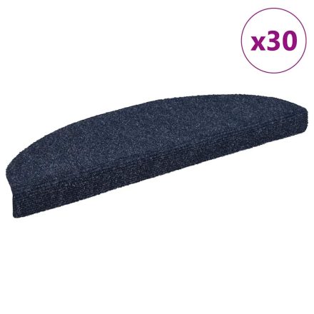 vidaXL 30 db öntapadós lépcsőszőnyeg, kék, nagy félkör, 65 x 21 x 4 cm
