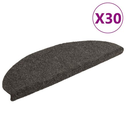 vidaXL öntapadós lépcsőszőnyegek 30 db 65 x 21 x 4 cm antracit színű, félkör alakú, nagy