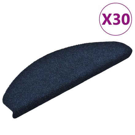 vidaXL öntapadós lépcsőszőnyegek 30 db 65 x 21 x 4 cm sötétkék félkör alakú nagy