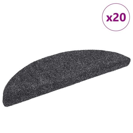 vidaXL 20 db öntapadós lépcsőszőnyeg, 56 x 17 x 3 cm, sötétszürke, félkör alakú