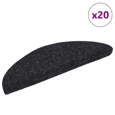vidaXL 20 db öntapadós lépcsőszőnyeg, 56 x 17 x 3 cm, fekete, félkör alakú