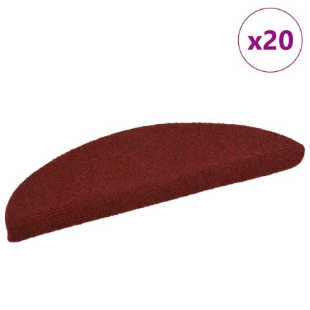 vidaXL 20 db öntapadós lépcsőszőnyeg 56 x 17 x 3 cm bordói félkör alakú