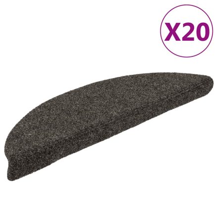 vidaXL 20 db öntapadós lépcsőszőnyeg 56 x 17 x 3 cm antracit félkör alakú