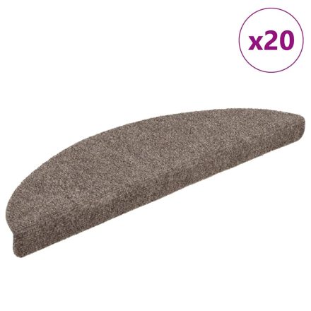 vidaXL 20 db öntapadós lépcsőszőnyeg 56 x 17 x 3 cm bézs félkör alakú