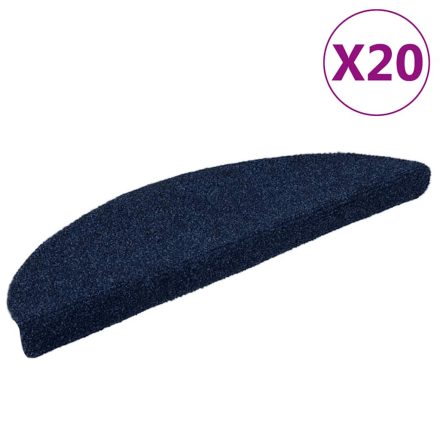 vidaXL 20 db öntapadós lépcsőszőnyeg, 56 x 17 x 3 cm, sötétkék, félkör alakú