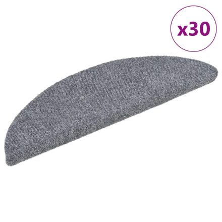 vidaXL 30 db öntapadós lépcsőszőnyeg, 56 x 17 x 3 cm, világosszürke, félkör alakú