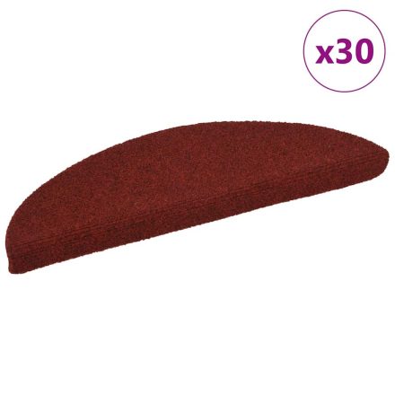 vidaXL öntapadós lépcsőszőnyegek 30 db 56 x 17 x 3 cm bordói félkör alakú