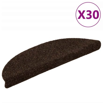 vidaXL öntapadós lépcsőszőnyegek 30 db, barna, félkör alakú, 56 x 17 x 3 cm