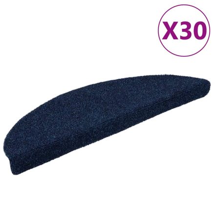 vidaXL öntapadós lépcsőszőnyegek 30 db, 56 x 17 x 3 cm, sötétkék, félkör alakú