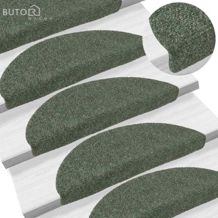 vidaXL öntapadós lépcsőszőnyegek 30 db 56 x 17 x 3 cm zöld félkör alakú