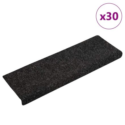 vidaXL öntapadós lépcsőszőnyegek 30 db 65 x 21 x 4 cm fekete téglalap alakú széllel
