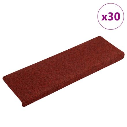 vidaXL 30 db öntapadós lépcsőszőnyeg, 65 x 21 x 4 cm, bordói piros, téglalap alakú széllel