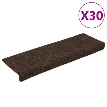 vidaXL 30 db öntapadós lépcsőszőnyeg, barna, téglalap alakú széllel, 65 x 21 x 4 cm
