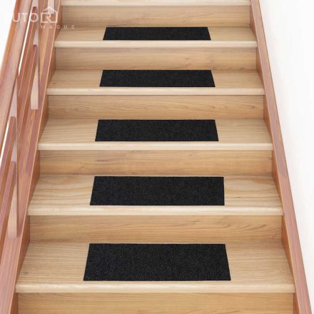 vidaXL öntapadós lépcsőszőnyegek, 30 db, 60 x 25 cm, fekete, téglalap alakú