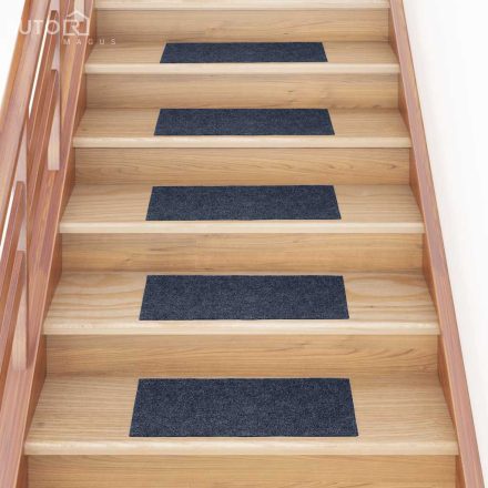 vidaXL öntapadós lépcsőszőnyegek 30 db 60 x 25 cm szürke-kék téglalap alakú