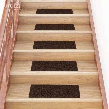 vidaXL öntapadós lépcsőszőnyegek 30 db 60 x 25 cm barna téglalap alakú
