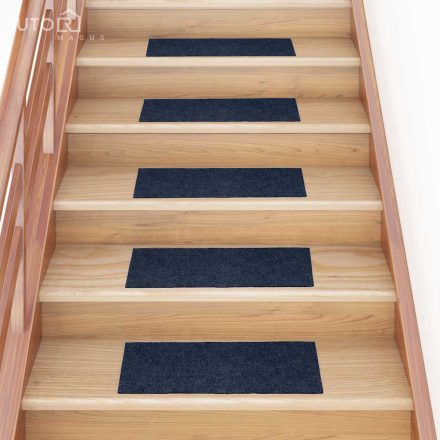 vidaXL öntapadós lépcsőszőnyegek, 30 db, 60 x 25 cm, sötétkék, téglalap alakú
