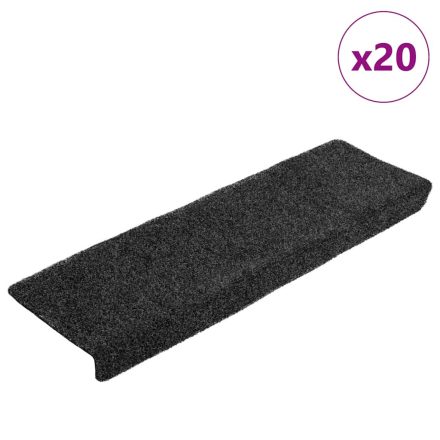 vidaXL 20 db öntapadós lépcsőszőnyeg, szürke, téglalap alakú széllel, 65 x 21 x 4 cm