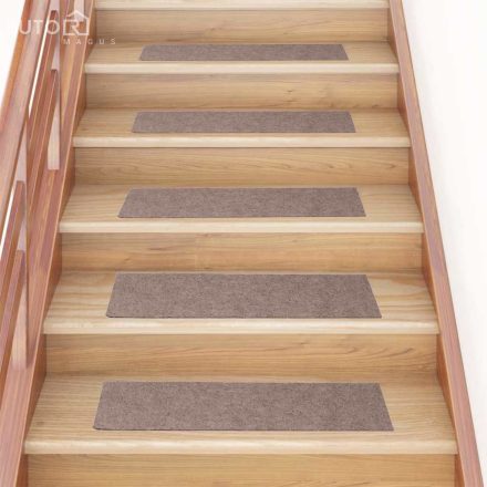 vidaXL öntapadós lépcsőszőnyegek 30 db 76 x 20 cm világosbarna téglalap alakú