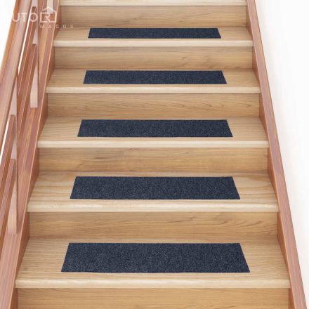 vidaXL öntapadós lépcsőszőnyegek 30 db 76 x 20 cm szürke-kék téglalap alakú
