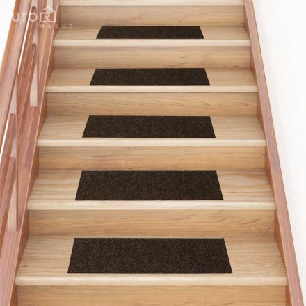 vidaXL öntapadós lépcsőszőnyegek 30 db 76 x 20 cm barna téglalap alakú