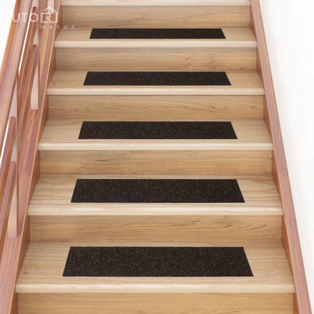 vidaXL öntapadós lépcsőszőnyegek 30 db sötétbarna, téglalap alakú, 76 x 20 cm