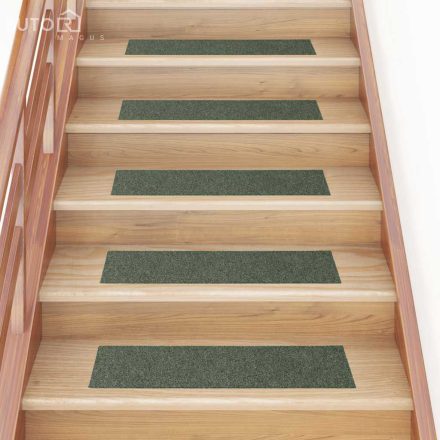 vidaXL öntapadós lépcsőszőnyegek 30 db 76 x 20 cm zöld téglalap alakú