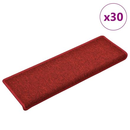 vidaXL 30 db lépcsőszőnyeg 65 x 21 x 4 cm bordó téglalap alakú széllel
