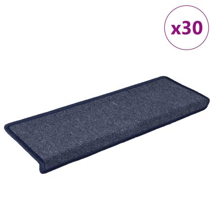 vidaXL 30 db sötétszürke és kék lépcsőszőnyeg, téglalap alakú széllel, 65 x 21 x 4 cm