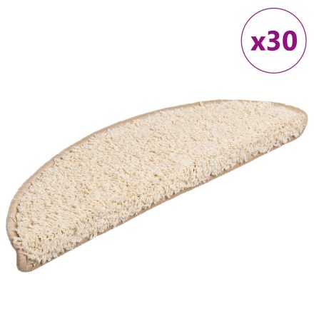 vidaXL 30 db krémszínű lépcsőszőnyeg 56x17x3 cm