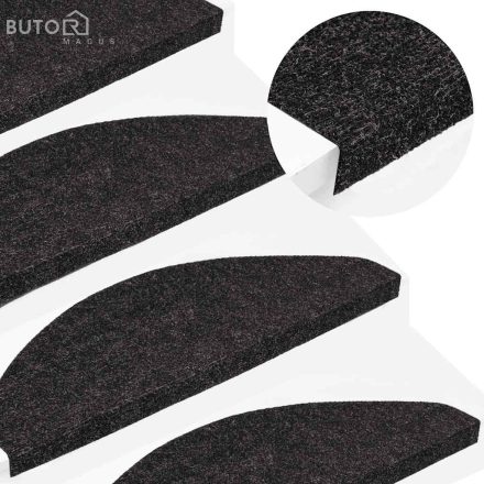 vidaXL 30 db antracitszürke öntapadó lépcsőszőnyeg 65 x 22,5 x 3,5 cm