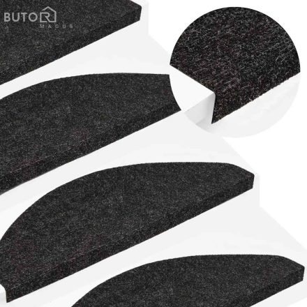 vidaXL 20 db fekete öntapadó lépcsőszőnyeg 56 x 17 x 3 cm
