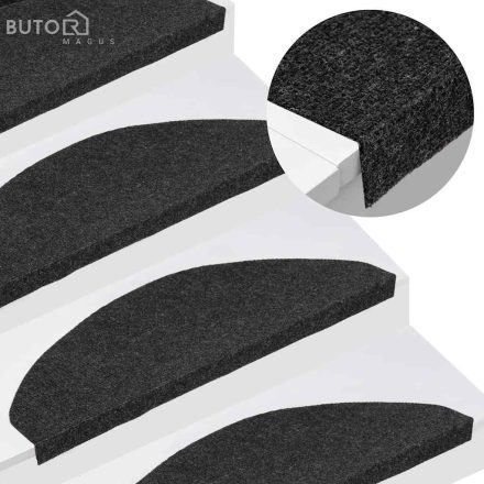 vidaXL 30 db fekete öntapadó lépcsőszőnyeg 65 x 22,5 x 3,5 cm
