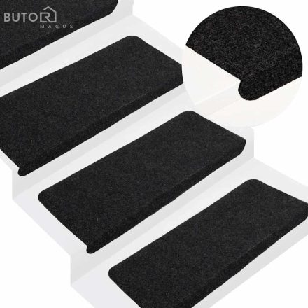 vidaXL 30 db fekete öntapadó lépcsőszőnyeg 65 x 24,5 x 3,5 cm