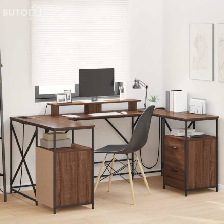 vidaXL Asztal fiókkal tárolóval Barna tölgy 182 x 101 x 87.5 cm Faanyag
